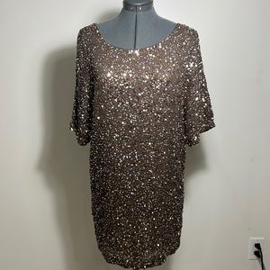 Vince Neutral Sequined Dress